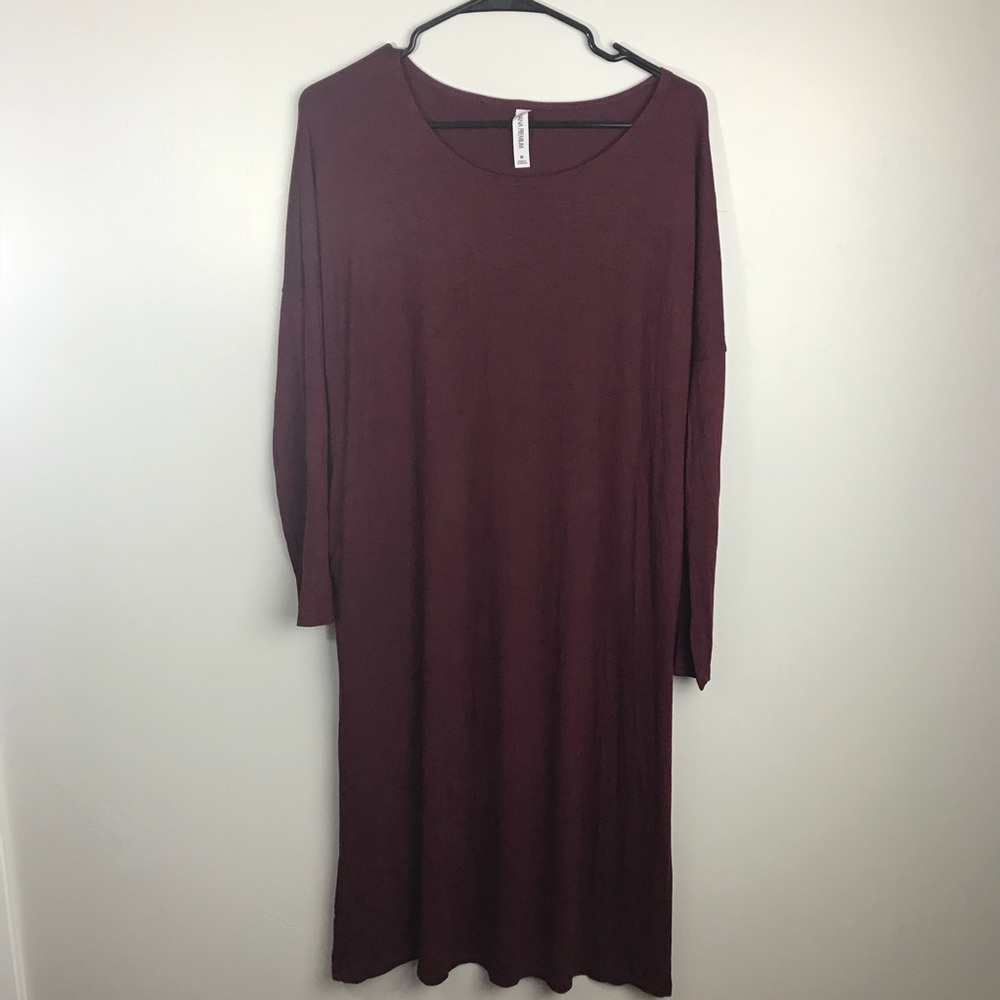 Burgundy Long Lose Fitting Dress